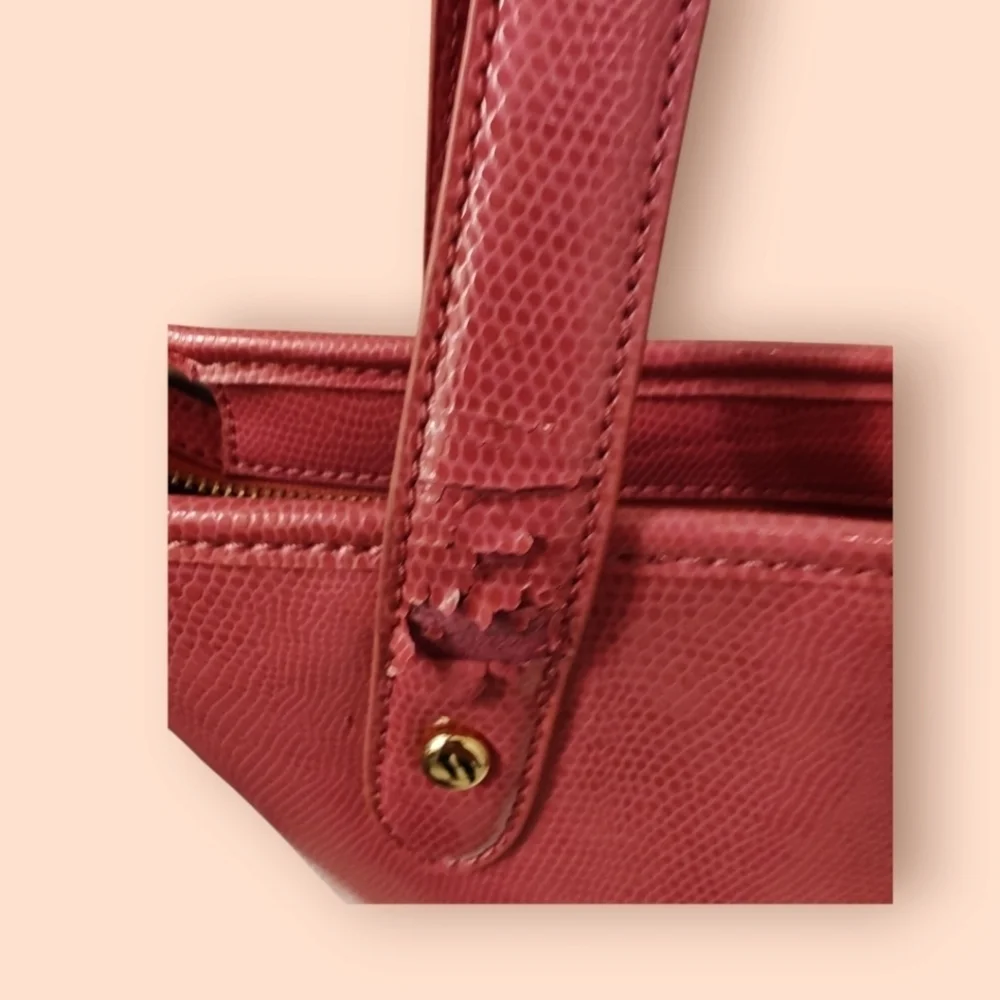 Ralph Lauren Pink Leather Satchel w Gray Interior